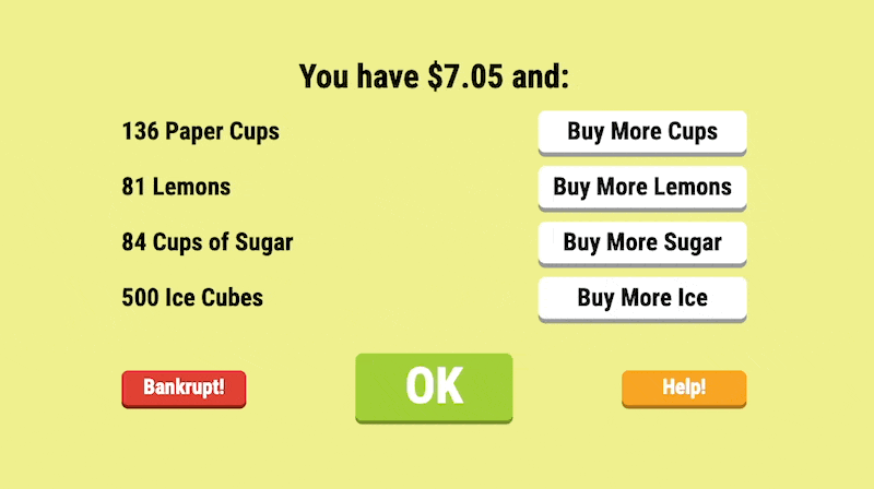 Optimization Games Lemonade Stand